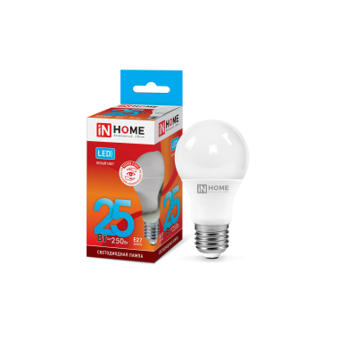 Лампа 25Вт Е27 6500К А65 (шар) IN HOME