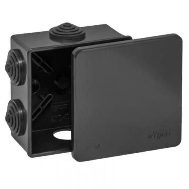 Коробка распаячная 80х80х50мм ОП крышка 7вх. IP54 Черный