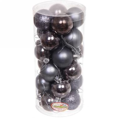 Шар 4 см, (набор 24 шт) Микс фактур, 652-242, Графит