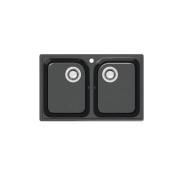 Мойка Скай Z260Q4 (черн.) глянец 732x475x180 с сифоном (7700), герметиком Gota Rocio