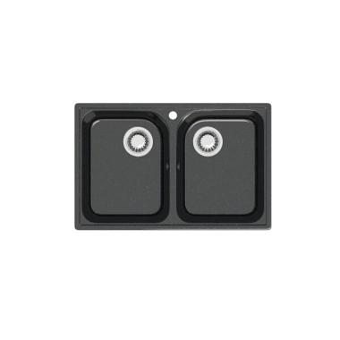 Мойка Скай Z260Q4 (черн.) глянец 732x475x180 с сифоном (7700), герметиком Gota Rocio