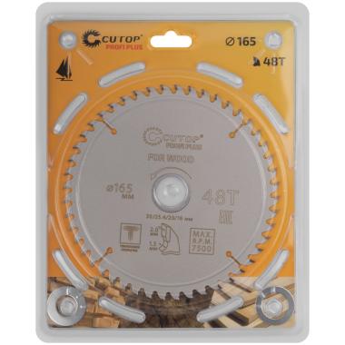 Диск пильный по дереву с тефлоновым покрытием 48Т, cutop profi plus, 165 х 1,3/2,0 х 30/25,4/20/16мм