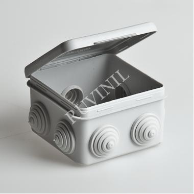 Коробка распаячная 80х80х50мм ОП крышка 7вх. IP54 Серый