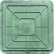 Люк полимерно-песчаный, тип Л, КВАДРАТНЫЙ, зеленый,  (без ручек), размер нар.665/вн.550, вес 30кг