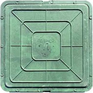 Люк полимерно-песчаный, тип Л, КВАДРАТНЫЙ, зеленый,  (без ручек), размер нар.665/вн.550, вес 30кг