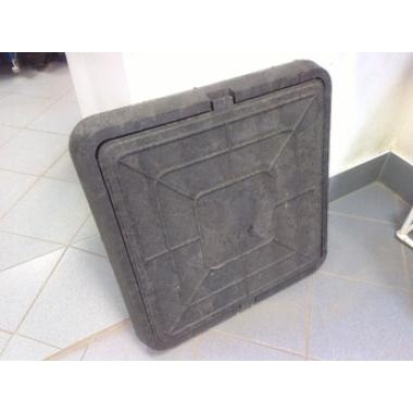 Люк полимерно-песчаный, тип Л, КВАДРАТНЫЙ, серый, (без ручек), размер нар.665/вн.550, вес 30кг