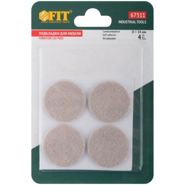 Подкладки для мебели самоклеющиеся круглые 34 мм, 4 шт., войлок ФИТ