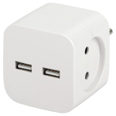 Двойник (разветвитель) 10А б/з 2хUSB ЭРА