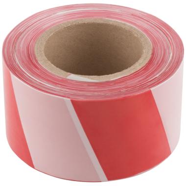 Лента сигнальная (красно-белая) 75 мм х 250 м Курс