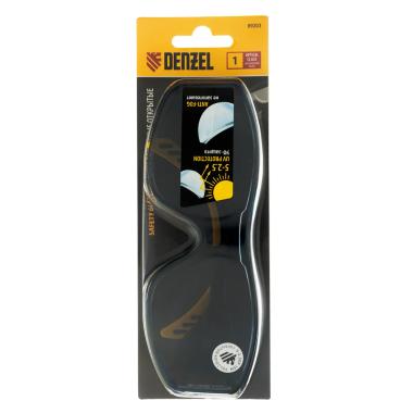 Очки защитные открытые, поликарбонатные, увеличенная дымчатая линза, регулируемые дужки, Denzel