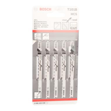 Пилки для лобзика T101B 5 шт. (74 мм; хвостовик с 1 упором; чистый пропил; HCS) BOSCH