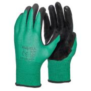 Перчатки нейлоновые с  покрытием зеленые В16