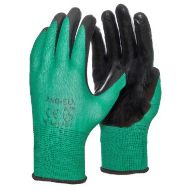 Перчатки нейлоновые с  покрытием зеленые В16