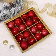 Шар 6 см, (набор 16 шт)"Зимняя вечеринка", Красная, 201-4274