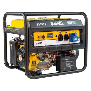 Генератор бензиновый PS 70 EA, 7.0 кВт, 230 В, 25 л, коннектор автоматики, электростартер Denzel