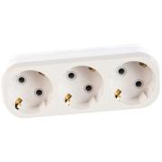 Тройник (разветвитель) 16А с/з плоский белый