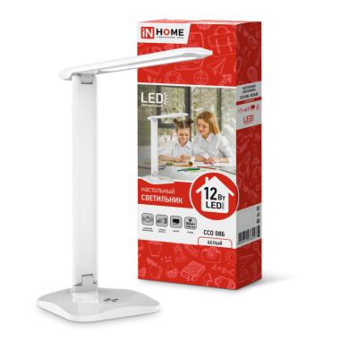 Светильник настольный ССО 08Б 12Вт 4000К Белый сенсор 3 уровня яркости IN HOME