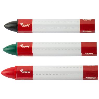 Карандаши разметочные восковые, набор 3 шт.( черный / зеленый / красный ), 95 мм Курс