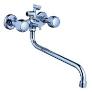 Смеситель д/ванны с 2-мя рукоятками с изливом с перекл.душа S-30 см, 227336,Луна, Антей