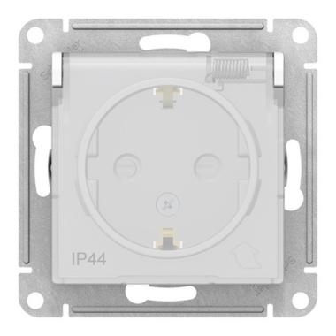 Розетка "Atlasdesign" 1СП с/з крышка Белый под рамку IP44 Schneider Electric