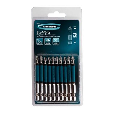 Бита магнитная PH2 х 70, магнитная, сталь S2, 10 шт/уп (ПОШТУЧНО), Gross