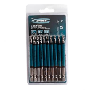 Бита магнитная PZ2 х 90, магнитная, сталь S2, 10 шт/уп (ПОШТУЧНО), Gross