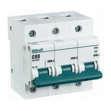 Автомат 3П 80А С 4,5кА DEKraft ВА-201