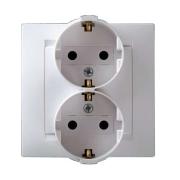 Розетка "Simon"2СП с/з белый, в сборе
