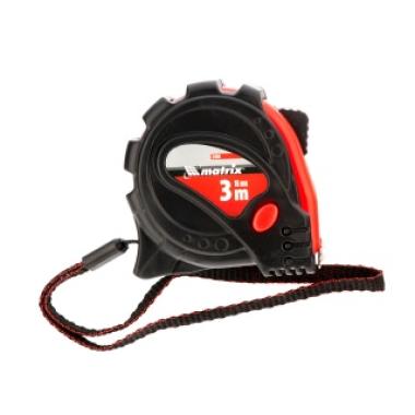 Рулетка 3 м х 16 мм, 2кл точности, магнитный зацеп, 3 фиксатора, обрезиненная, "Status", Matrix