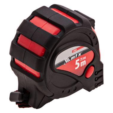 Рулетка 5 м х 25 мм, 2кл точности, магнитный зацеп, 3 фиксатора, обрезиненная, "Status", Matrix