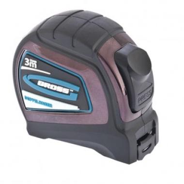 Рулетка 3 м x 16 мм, 2кл.точности, автостоп, двухсторонняя шкала, обрезиненная, "Doppelhaken", Gross