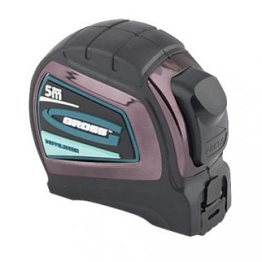 Рулетка 5 м x 19 мм, 2кл.точн., автостоп, двойные зацеп и шкала, обрезиненная, "Doppelhaken", Gross