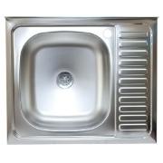 Мойка нерж.сталь накладная 0,4мм 60*50R V-405 вып.1 1/2 гл.13см б/сифона Россия