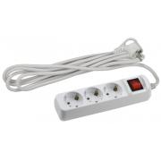 Удлинитель бытовой ПВС 3х0,75мм2 3гн. 3м с/з выключатель Белый ЭРА