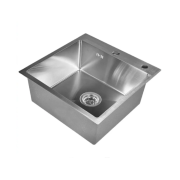 Мойка премиум нерж.сталь 1,2мм 500*500 с сифоном, дозатором, коландером Сатин квадрат.отверстие Gold