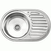 Мойка нерж.врезная 0,8мм 770*500мм.левая, вып. 3 1/2 глянцевая, с сифоном 0.6/160 Gota Rocio