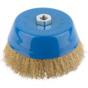 Корщетка, тип "чашка", гайка М14, стальная латунированная волнистая проволока 150 мм MOS