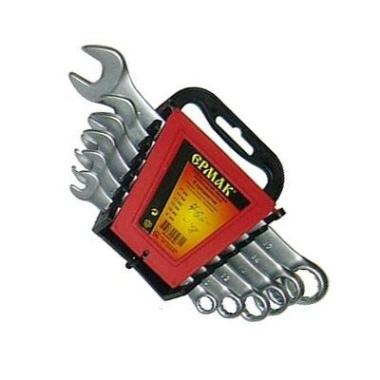 Набор рожково-накидных ключей ЕРМАК 6 предметов 8-17мм, матовые CRV, пластик холдер 736-048