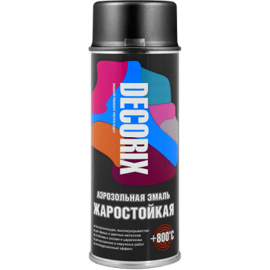Эмаль аэроз. термостойкая DECORIX черная +800 С 520мл