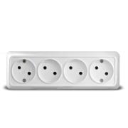 Розетка "Олимп"4ОП с/з белый UNIVersal
