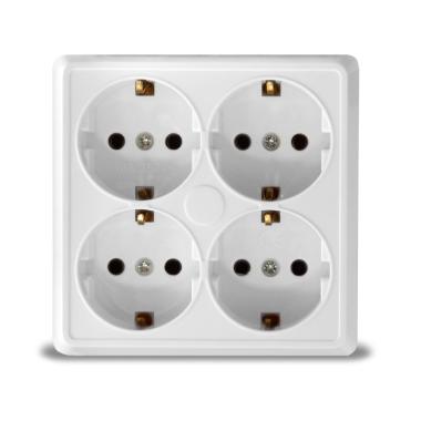 Розетка "Олимп"4ОП с/з белый квадрат UNIVersal