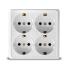 Розетка "Олимп"4ОП с/з белый квадрат UNIVersal