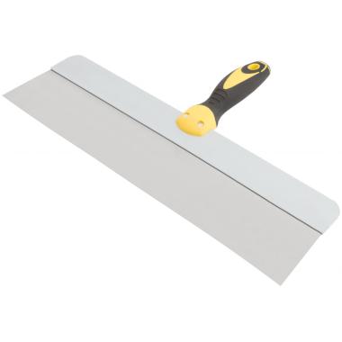 Шпатель фасадный нержавеющий Профи, прорезиненная ручка с метал.бойком 450 мм