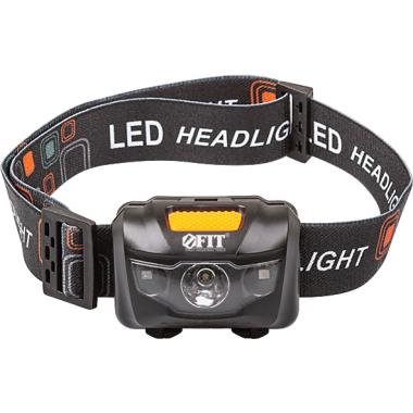 Фонарик с креплением на голову, 1 сверхъяркий светодиод 3 Вт + 2 led красного цвета (3 ААА батарейки