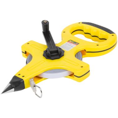 Рулетка геодезическая, стальная лента, открытый пластиковый корпус, прорезиненная ручка 50 м ФИТ