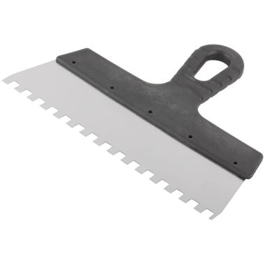 Шпатель фасадный нержавеющий зубчатый 250 мм / зуб 8 мм КУРС