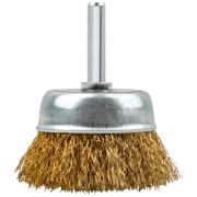Корщетка-чашка, со штифтом, стальная латунированная волнистая проволока 50 мм ФИТ