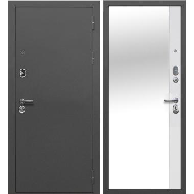 Дверь мет.№2 Эмалит 9см Серебро Зеркало белый (860мм) левая "Ferroni",409