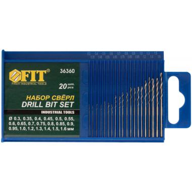 Сверла по металлу hss полированные "микро" набор 20 шт. (0,3-1,6 мм) ФИТ