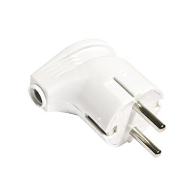 Вилка угловая с/з 16А белая